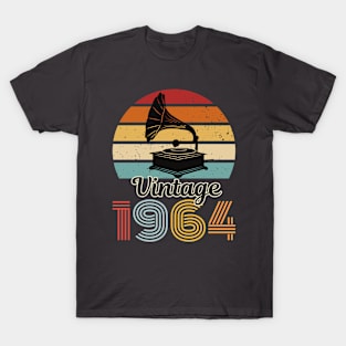 Vintage 1964 | Vintage Born In 1964 Retro 60th Birthday,A cLASSIC Gramophone Design T-Shirt